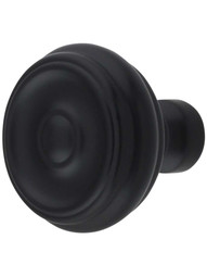 Brixton Button Cabinet Knob - 1 1/4 inch Diameter in Flat Black.